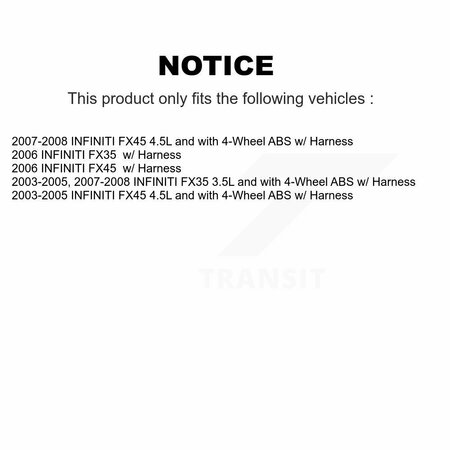 Mpulse Front ABS Wheel Speed Sensor For INFINITI FX35 FX45 w/ Harness SEN-2ABS0651
